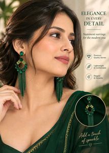 Emerald Drop Earrings(Green Colour)