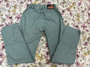 Casual Teal Green Pants adjustable waist