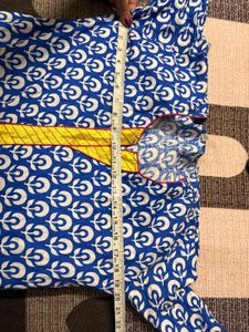 Blue &amp; White Printed Cotton Kurta