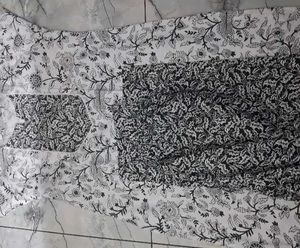 Black &amp; White Floral Kurta Set