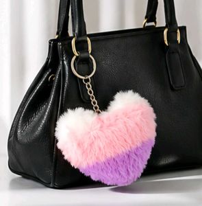 Fuzzy Heart Keychain Set of 3