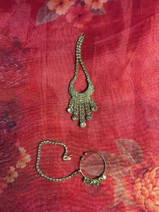 Mangtika & Nose Ring with Chain
