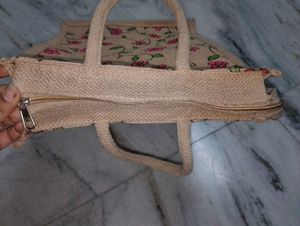 Floral Jute Tote Bag