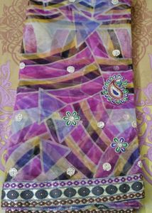 Multi Colour designer Net Saree