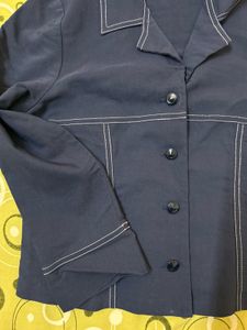Navy Blue Blazer Top