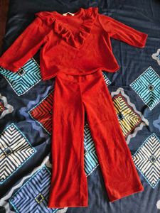 H&M Red Velvet Ruffle Set