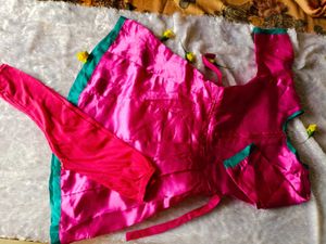 kids girl Pink Embroidered Kurta with Leggings