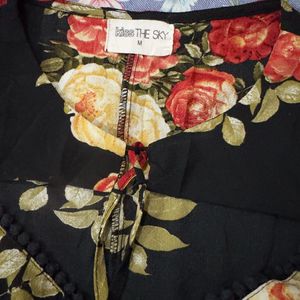 Black Floral Print Dress