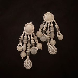 Bohemian White Tassel Earrings