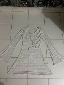 White Crochet Mini Dress
