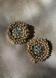Elegant Pearl & Crystal Stud Earrings