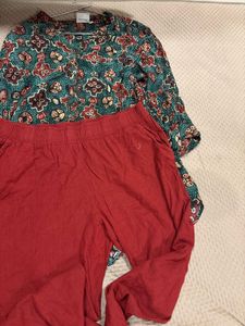Bohemian Print V-Neck Kurta with Pant