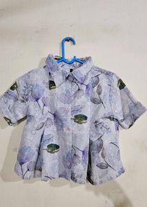 Cute Floral Print Button-Up Shirt