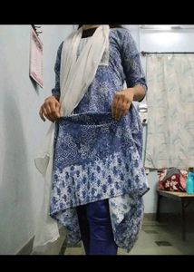 Elegant Blue Printed Kurta Set anarkali gown