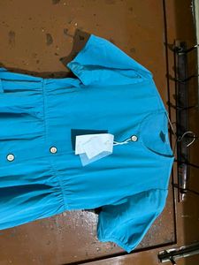 Bright Blue Button-Up Midi Dress