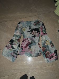 Bell Sleeve Floral Print Top