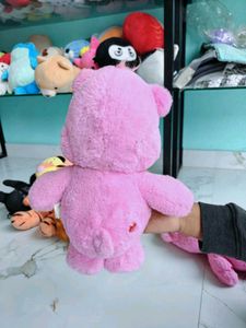 Pink Care Bear Plush Toy with Rainbow