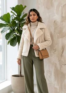Chic Cream Winter Jacket with Soft Fur Lining