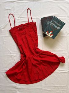 Stunning Red Smocked Mini Dress