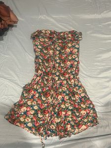 Floral Print Strapless Mini jumpsuit