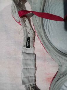 Lace Padded Bra with Red Trim