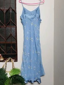 pinteresty fairycore sky floral satin Maxi Dress