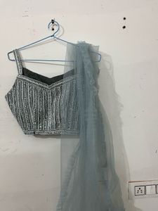 Stunning Blue Sequined Lehenga Choli