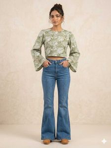 Stylish Leaf Print Cropped Top (free delivery 🚚🔥