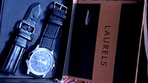 Classic Black Leather Strap Watch