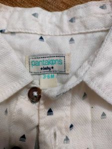 Cute Boys White Triangle Print Shirt