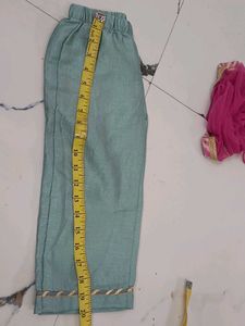 Red &amp; Teal Kurta Set with Dupatta for kids