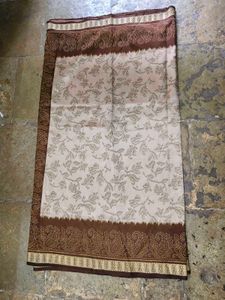 Silk Beige &amp; Brown Paisley Saree