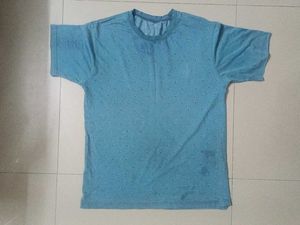Men's Blue Textured T-Shirt