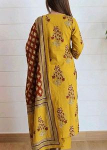 Yellow Floral Kurta Set with Dupatta