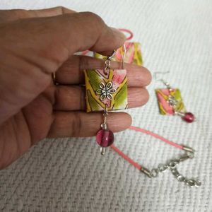 Boho Fabric Necklace &amp; Earring Set