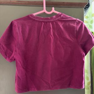 Pink Crop Top and pararllel Set
