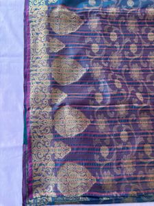 Elegant Teal &amp; Purple Banarasi Silk Saree