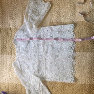 White Floral Lace Long Sleeve Top