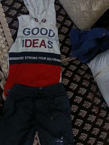 boys Graphic Sleeveless Hoodie with Shorts