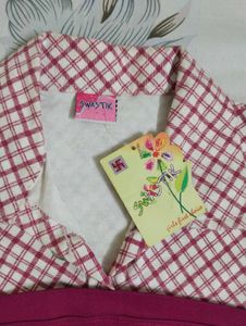Stylish Magenta and Checked Girls Top