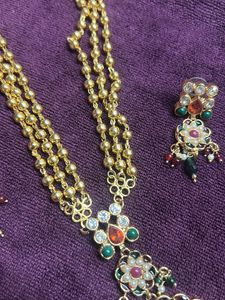 pachi , polki,pearl Necklace &amp; Earring Set