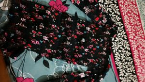 Black Floral Smocked Puff Sleeve Mini Dress
