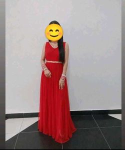 red partywear gown