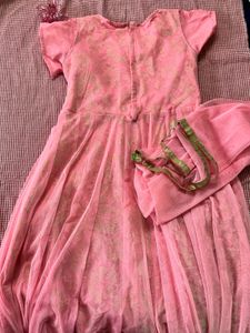 Beautiful Pink Embroidered gown with Dupatta