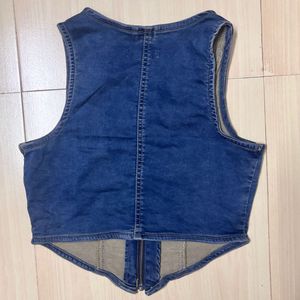 Denim Zip-Up Vest