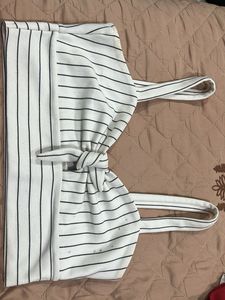 Striped Knot Front Tank Top.