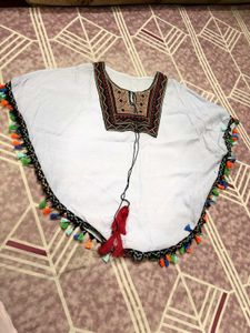 Embroidered Poncho Top