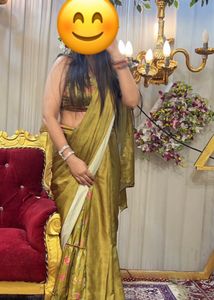 Beautiful Olive Green Floral Saree