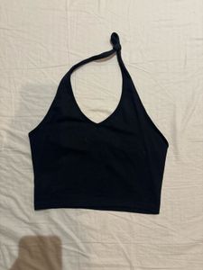 H&amp;M Black Halter Neck Crop Top (S)