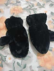 Fuzzy Black Mittens